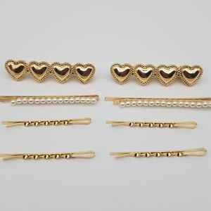 (NWOT)Hair Clips/Bobby Pins(NWOT)Faux Pearl &Heart